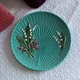 SMF Schramberg Majolica Fruit Dish Lily of the Valley and Forget-Me-Nots