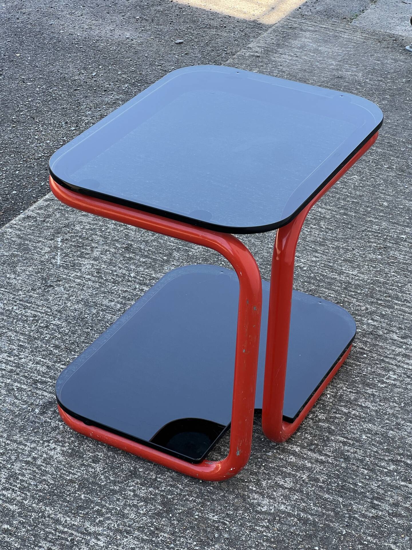 tubular and glass side table from the 1980s