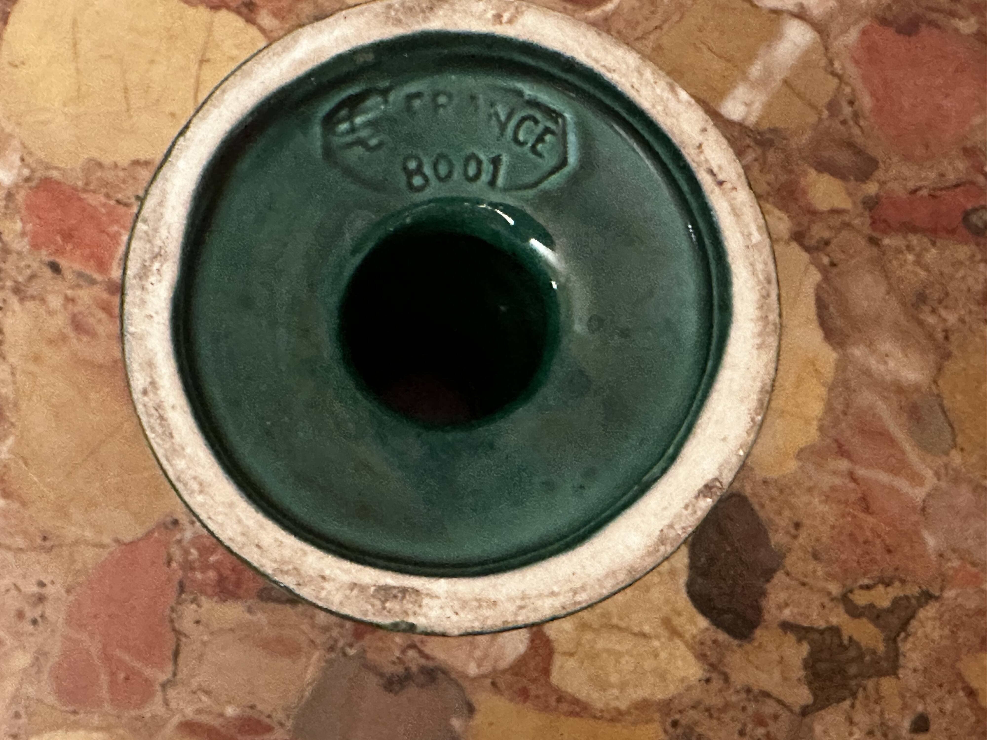 Saint-Clément green ceramic candlestick, 1950s