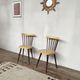 Pair of Baumann bistrot troquet chairs in yellow and brown wood