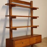 Vintage wall shelf unit in solid elm, 1970s