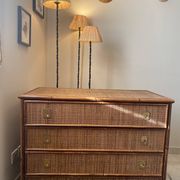 Dal Vera chest of drawers in woven rattan and bamboo 1970