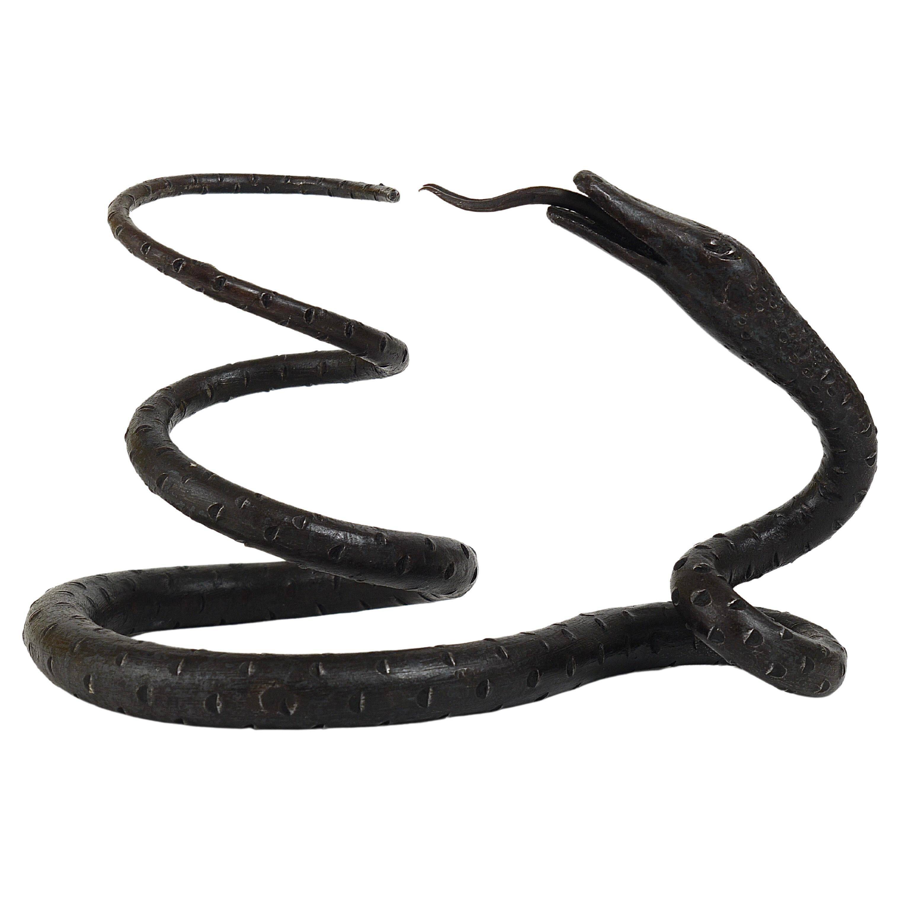 Sculpture of a serpent or wrought iron serpent in the style of Edgar Brandt, Austria, 1920s.