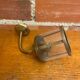 Antique Wall Lamp Lantern Gold Metal + Vintage Glass Cylinder #C528