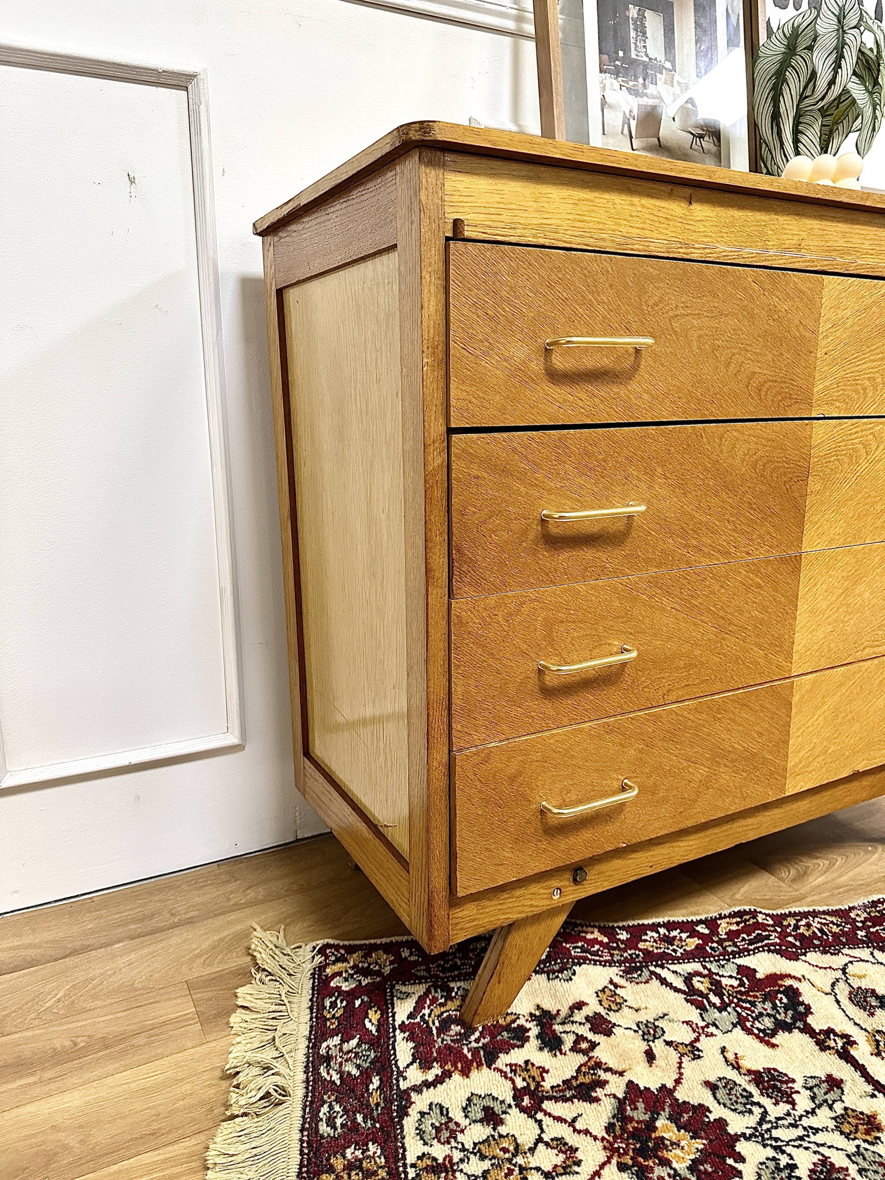 Vintage chest of drawers compass feet