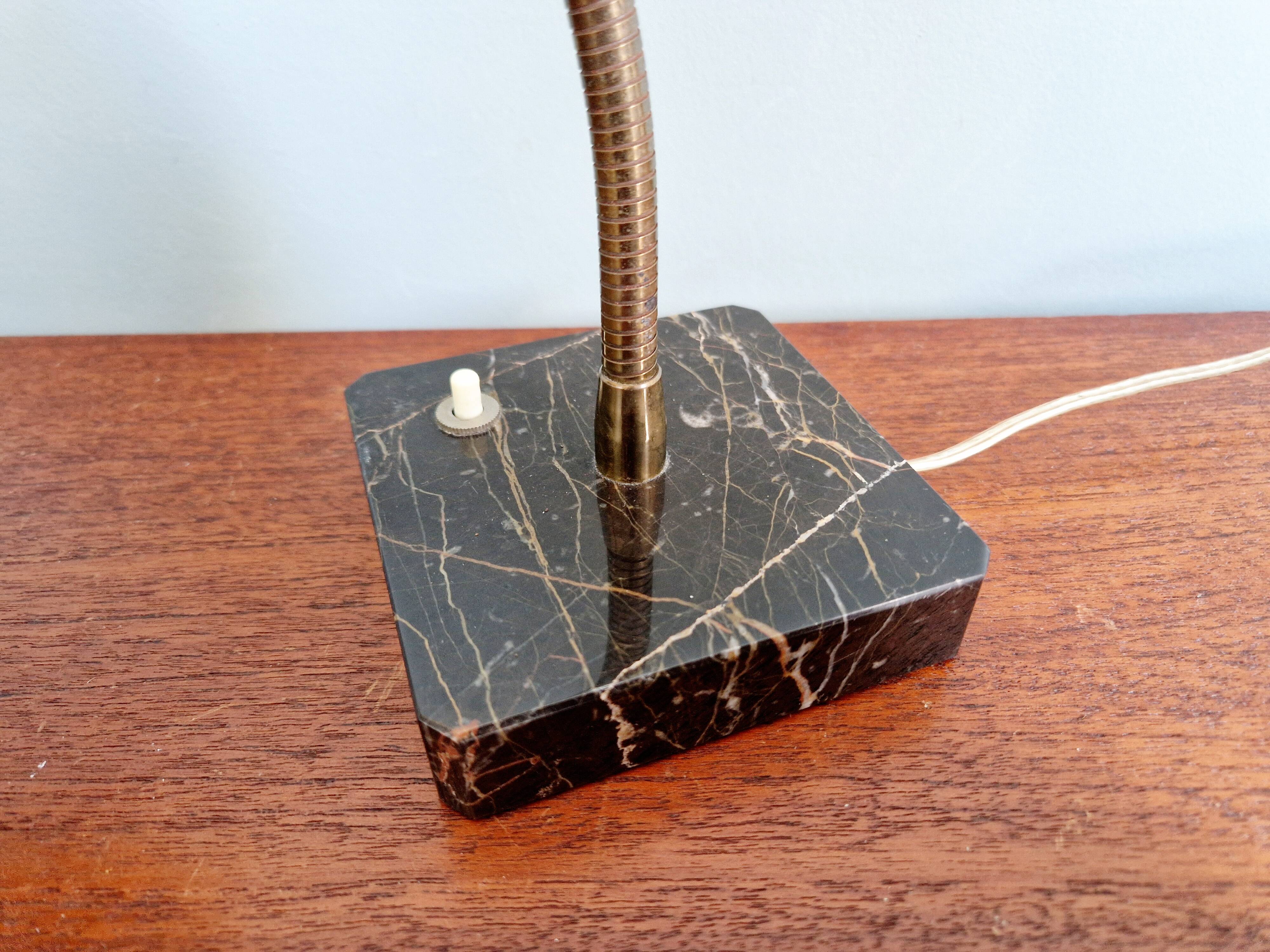 Casserole lamp in yellow lacquered metal and black marble, 1950s