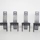 Antonio Sibau black leather dining room chairs, Italy 1980's