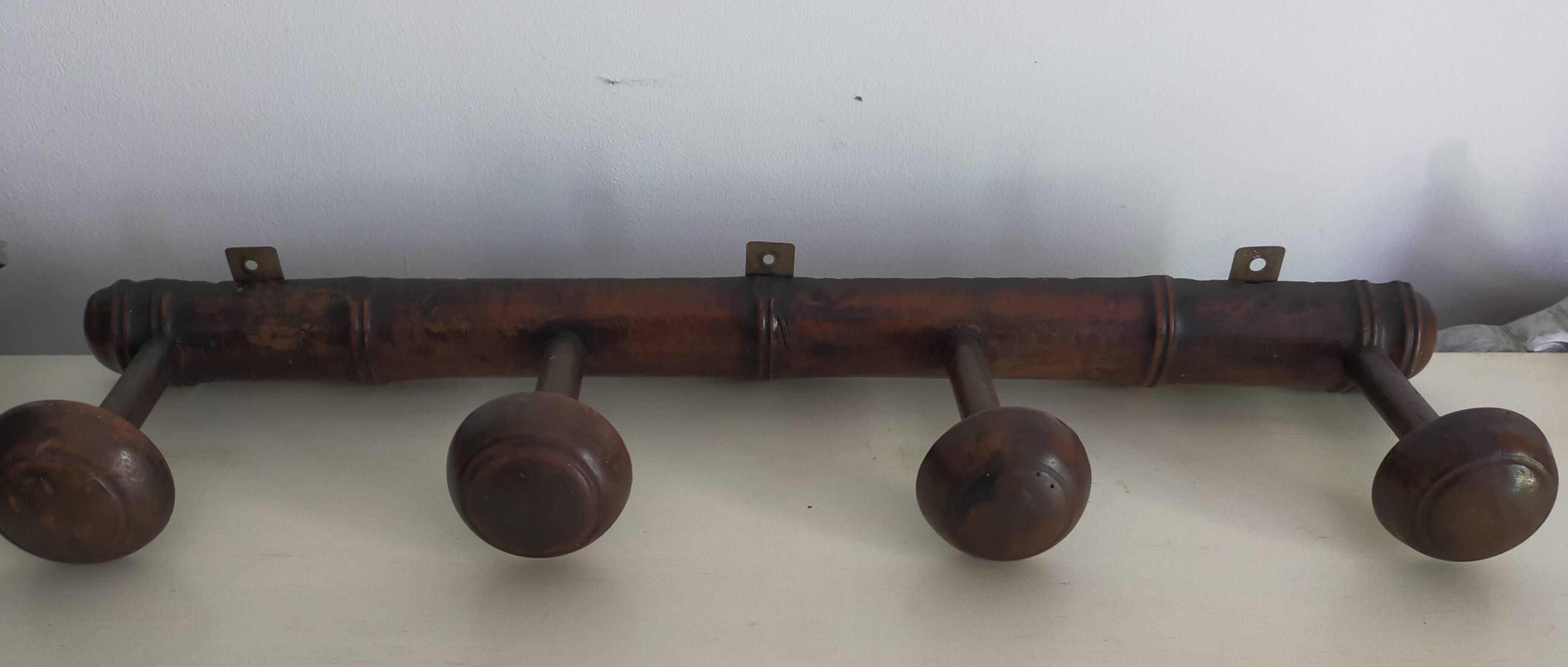 Patère murale vintage  bois décor bambou
