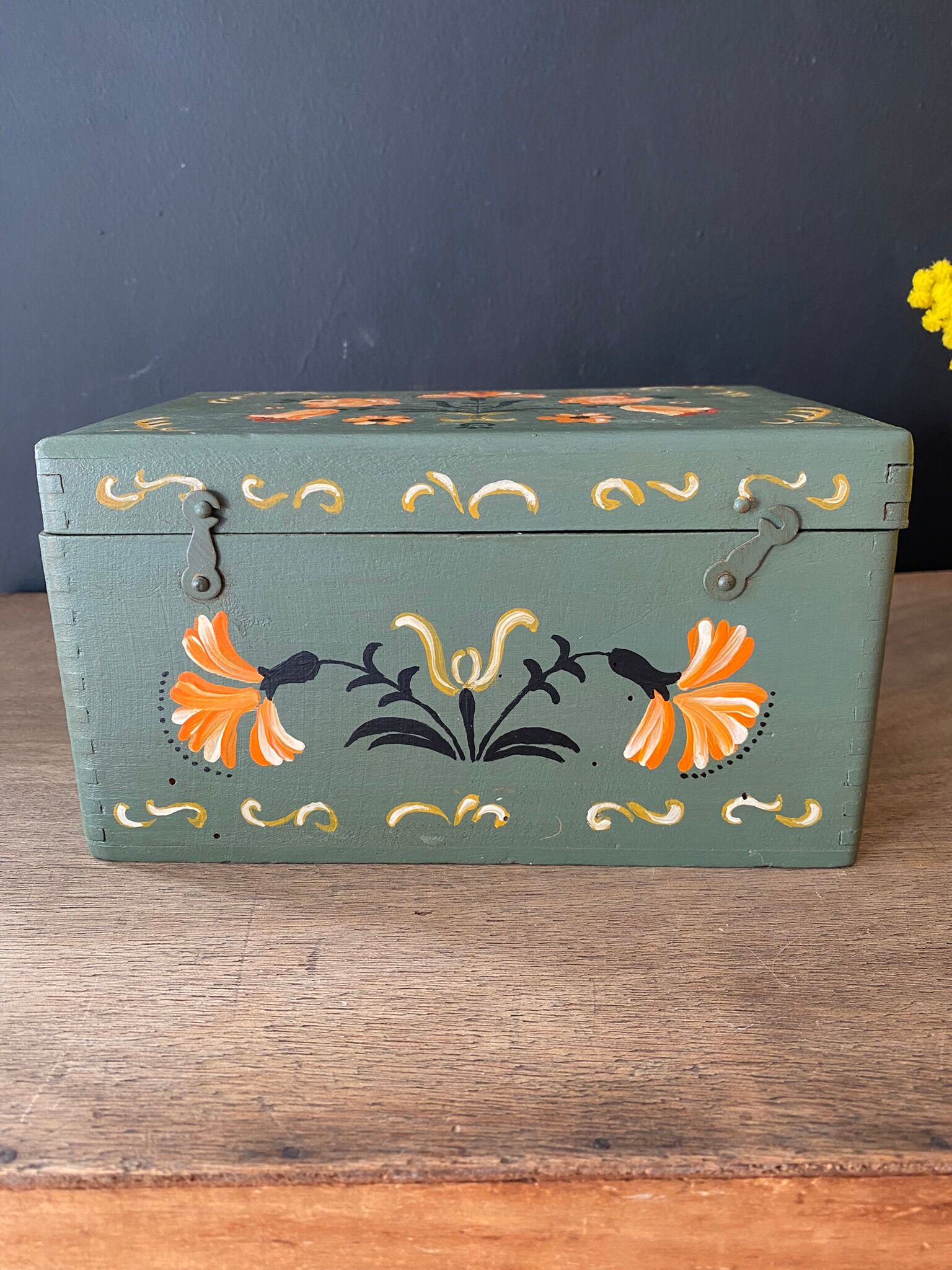 Hand-painted wooden box