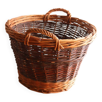 Grande corbeille panier en osier ancien