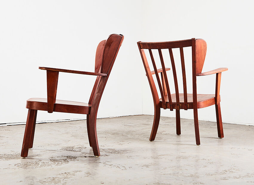 Christian E. Hansen pair of Canada easy chairs for Fritz Hansen Denmark 1940