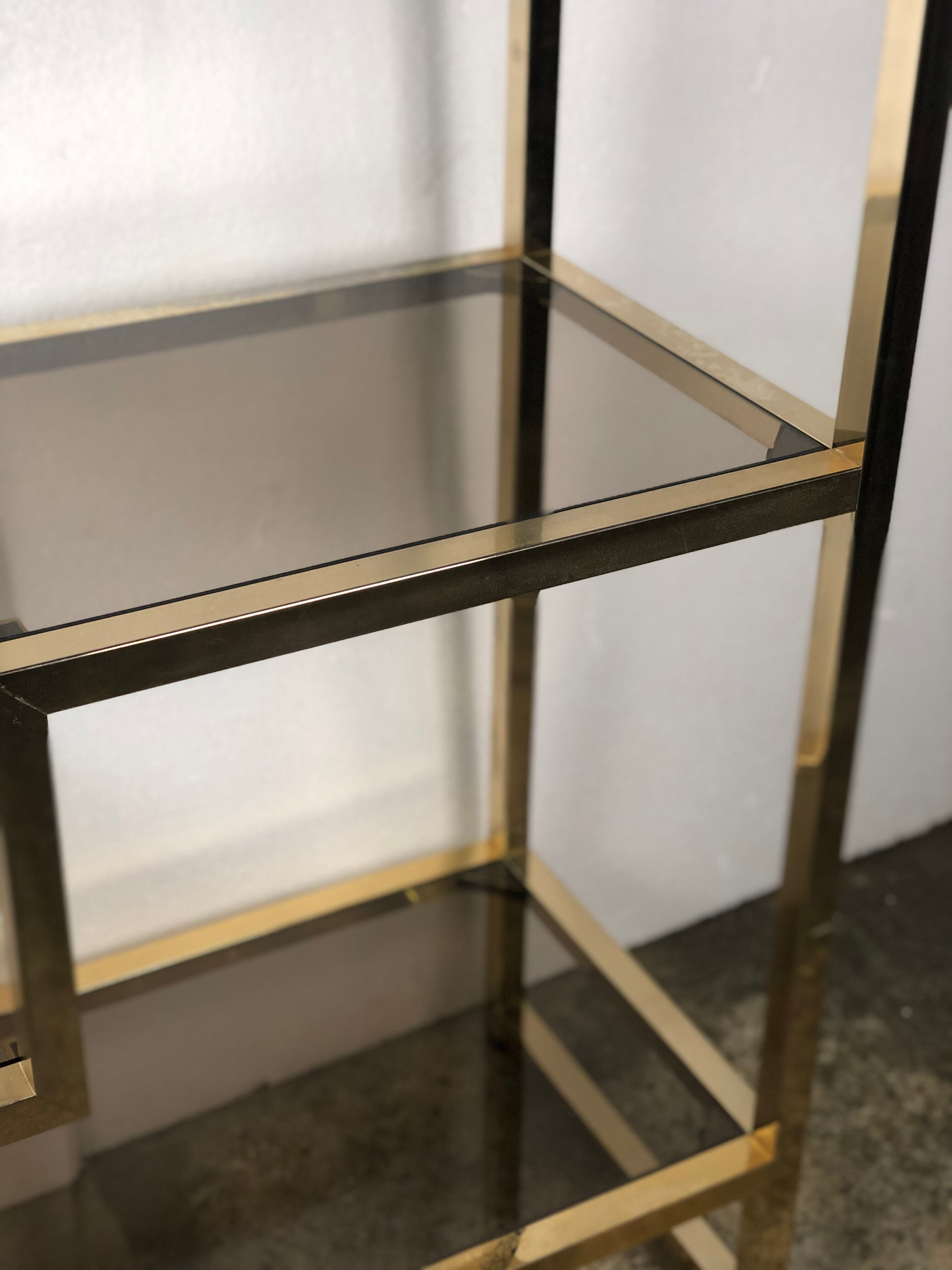 Vintage gold chrome metal Lancel bookcase 1970