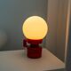 Vintage ceramic table lamp, Italy, 1970s - Red with white glass shade - Mid-century design