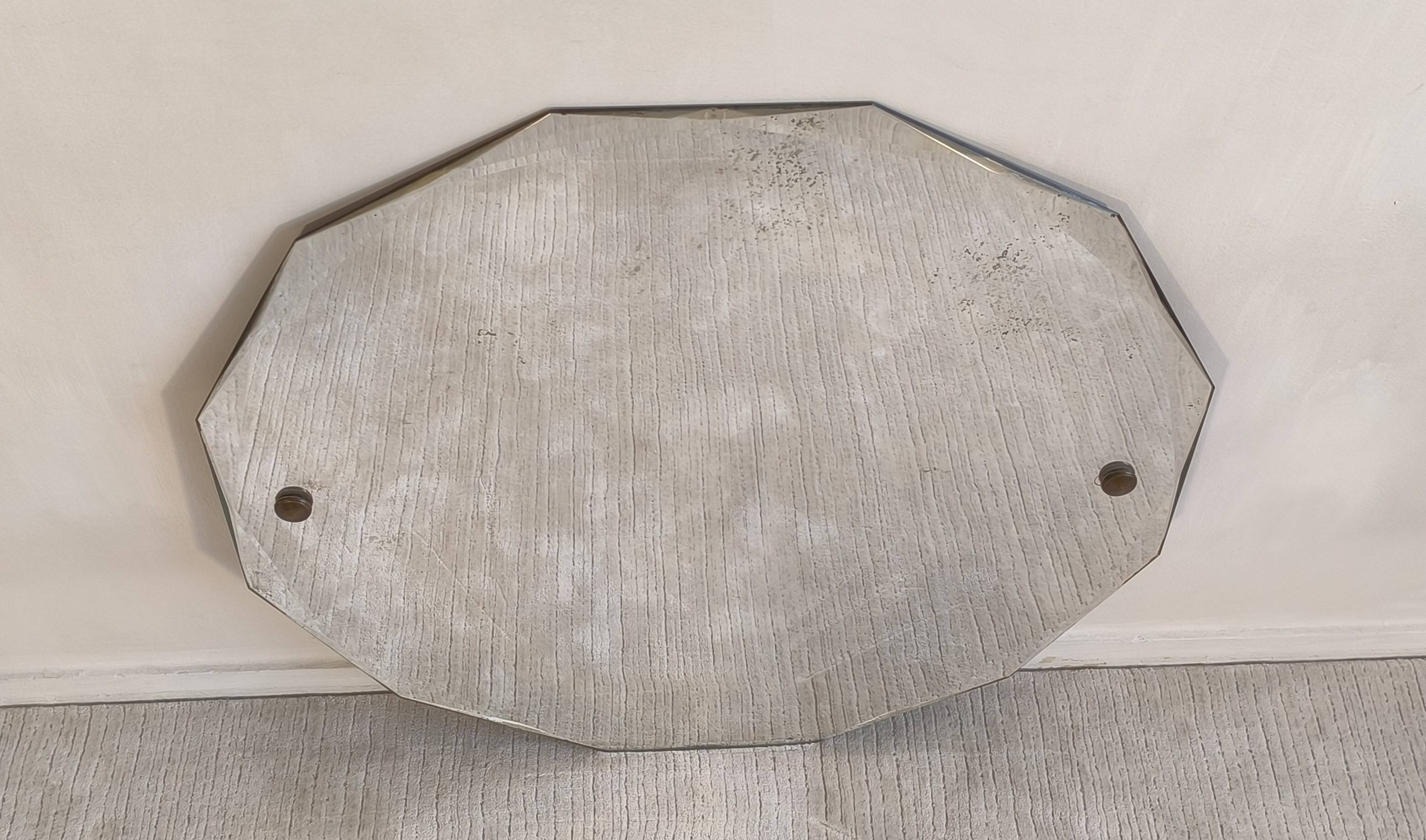 Élégant miroir ancien biseauté à 12 pans – style Art Déco vintage