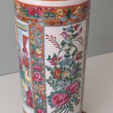 Large vintage table lamp with a custom handmade lampshade.
