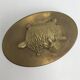 Bronze brass turtle box Decorative jewelry box vintage 50s oval lid