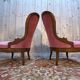 Pair of Louis Philippe armchairs in walnut and pink velvet.
