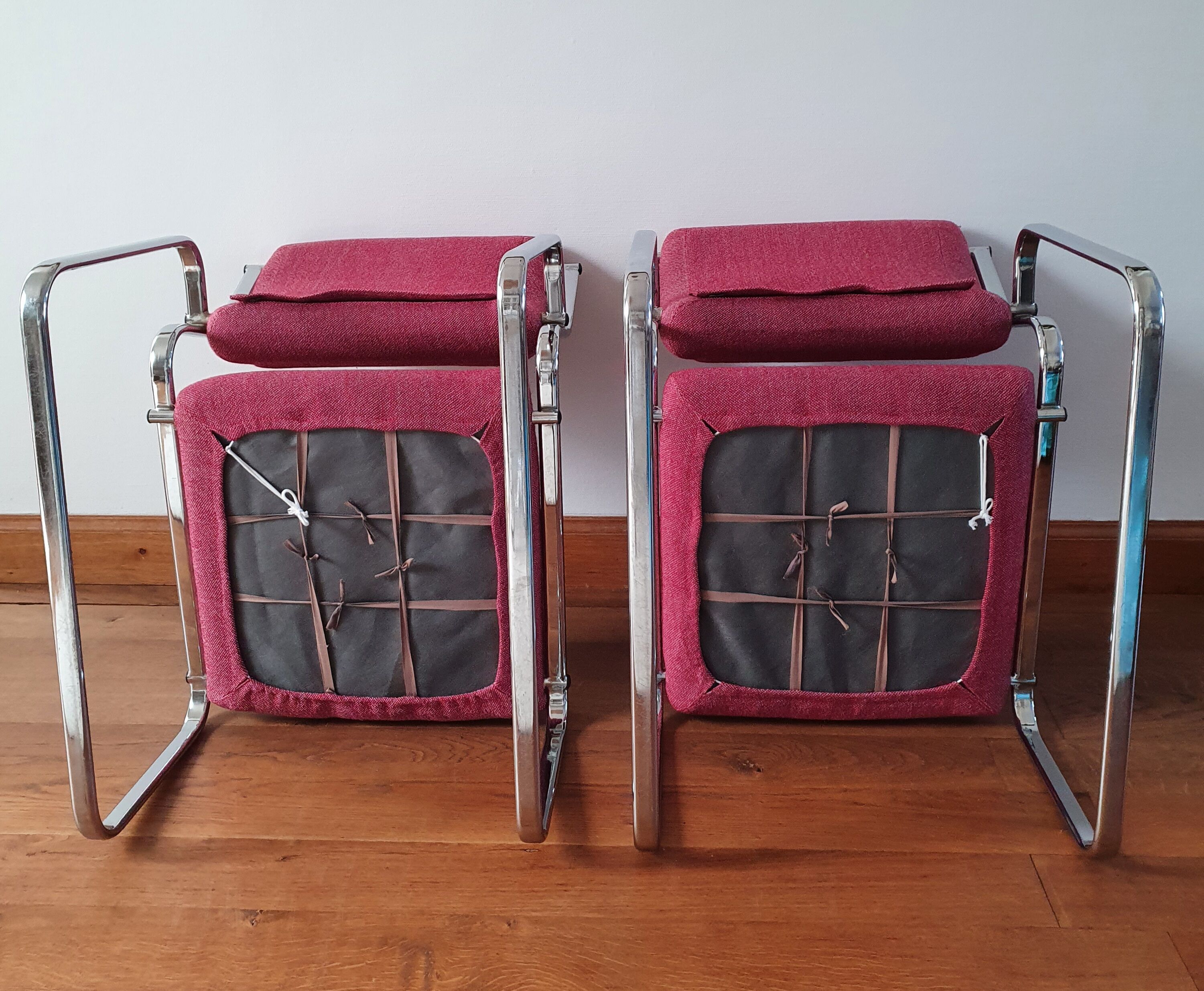 Pair of Atal chrome low chairs 1970