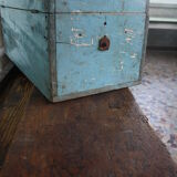Blue vintage tool box wooden