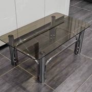 Vintage coffee table chrome metal and smoked glass 1970s