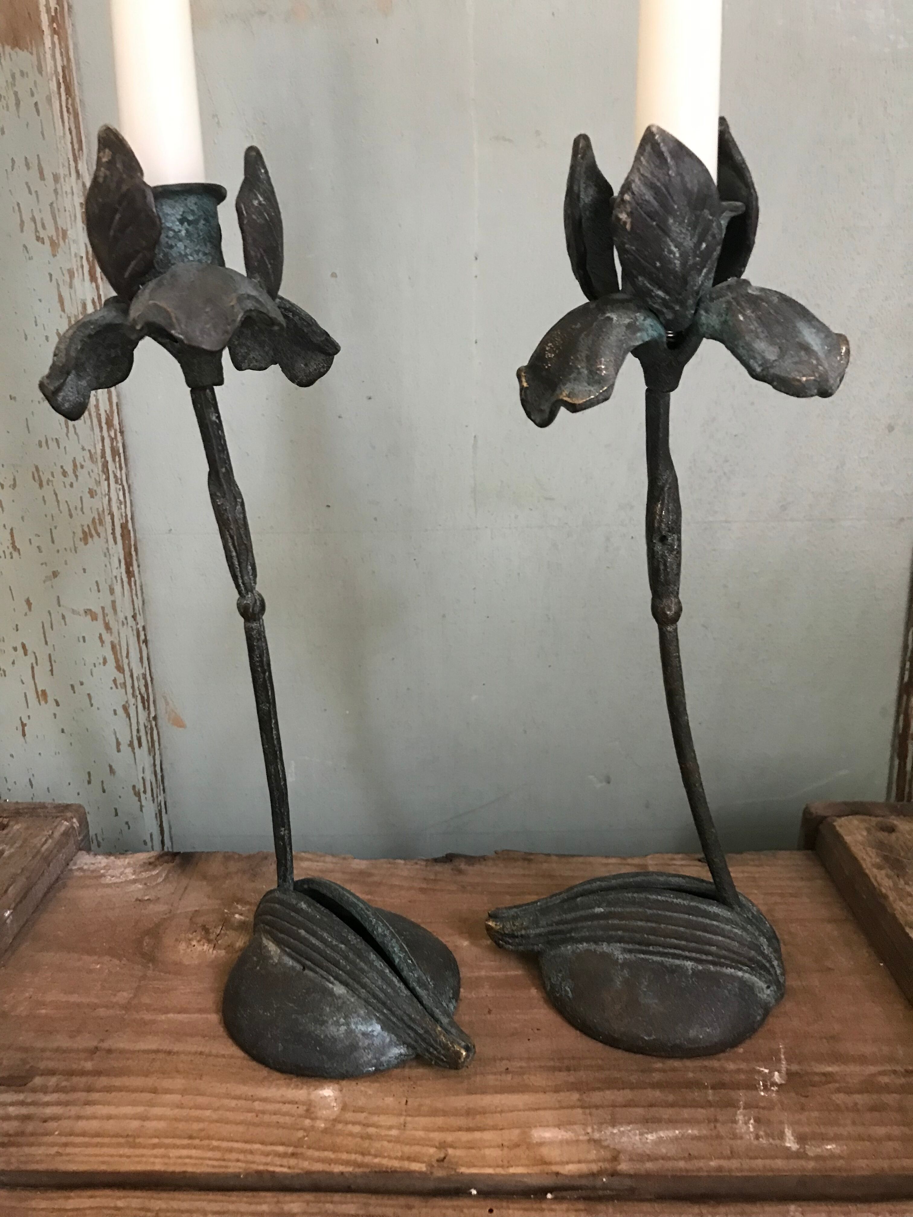 Pair of Iris candlesticks.