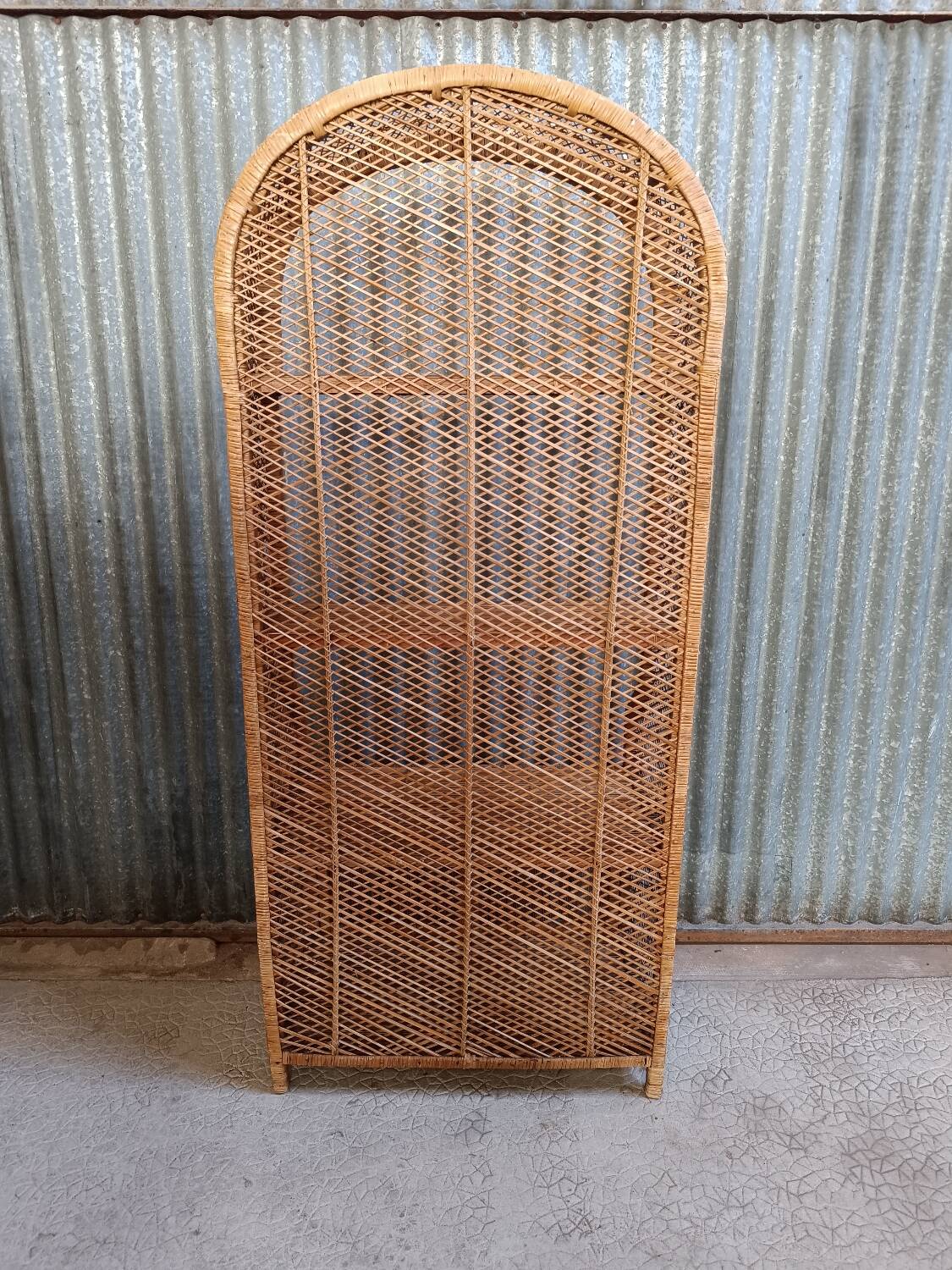 Vintage rattan wicker library in Emmanuelle style