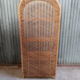 Emmanuelle style vintage rattan wicker bookcase