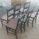 Set of 6 Napoleon III period chairs in blackened wood and caning