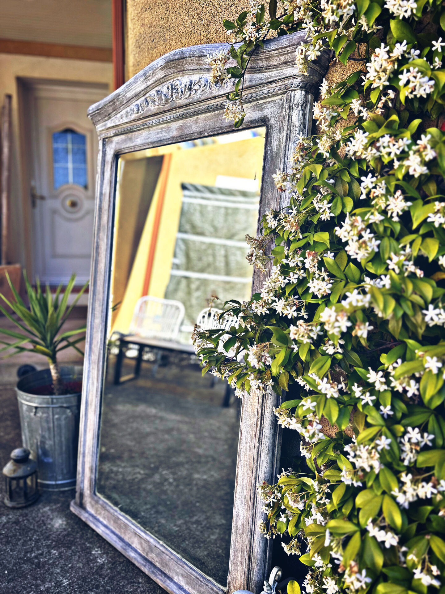 Napoleon III patinated trumeau mirror