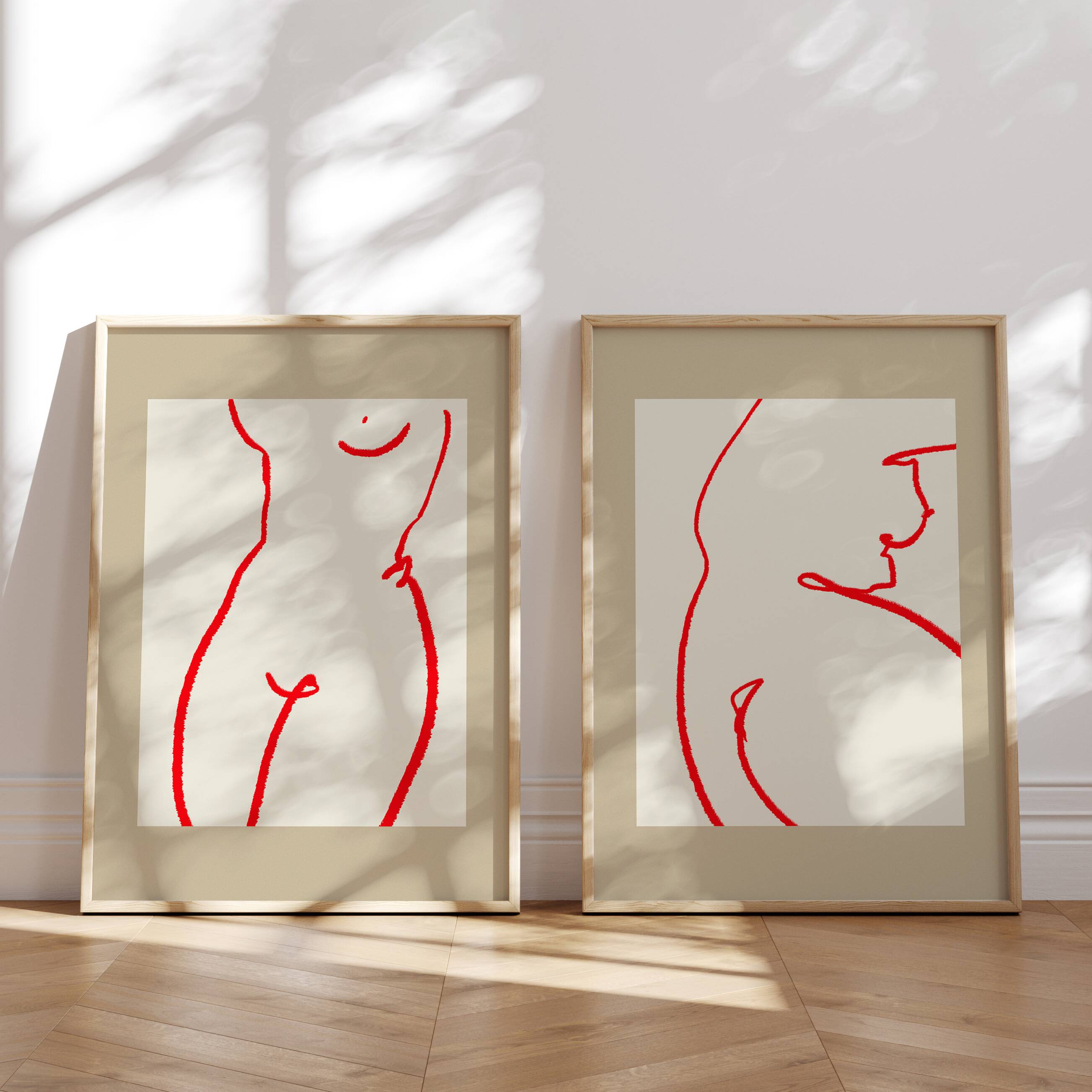 Pair of prints, female silhouette wall art. Set of two, 50x70cm