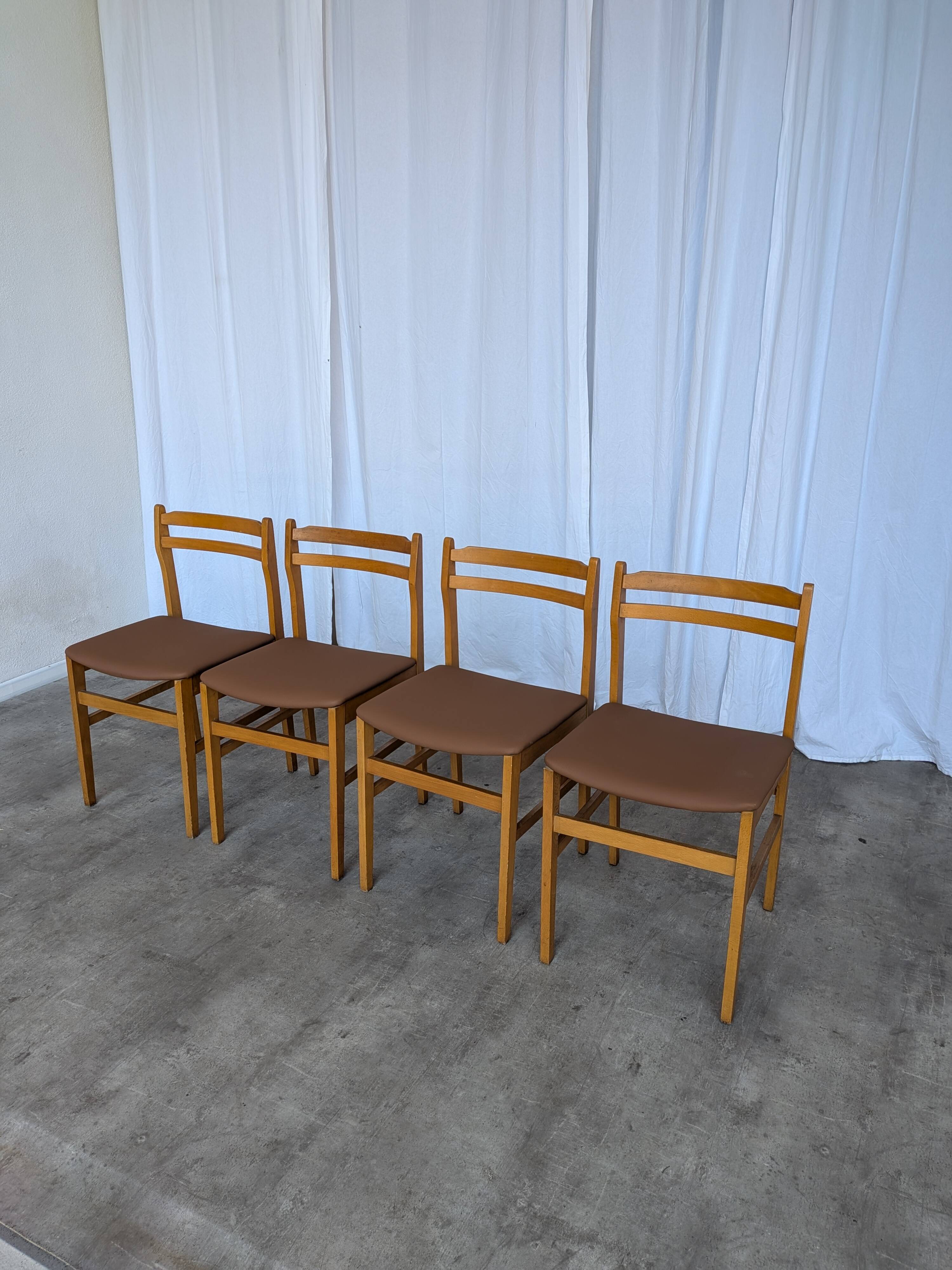 Set of 14 Vintage Scandinavian Dining Chairs / Yugoslav Wooden Bistro Chair