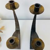 Hammered steel candle holder