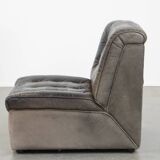 Gray Leather Vintage Design Armchair from the 1970s