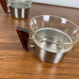 Set of 4 metal and glass cups, 1970