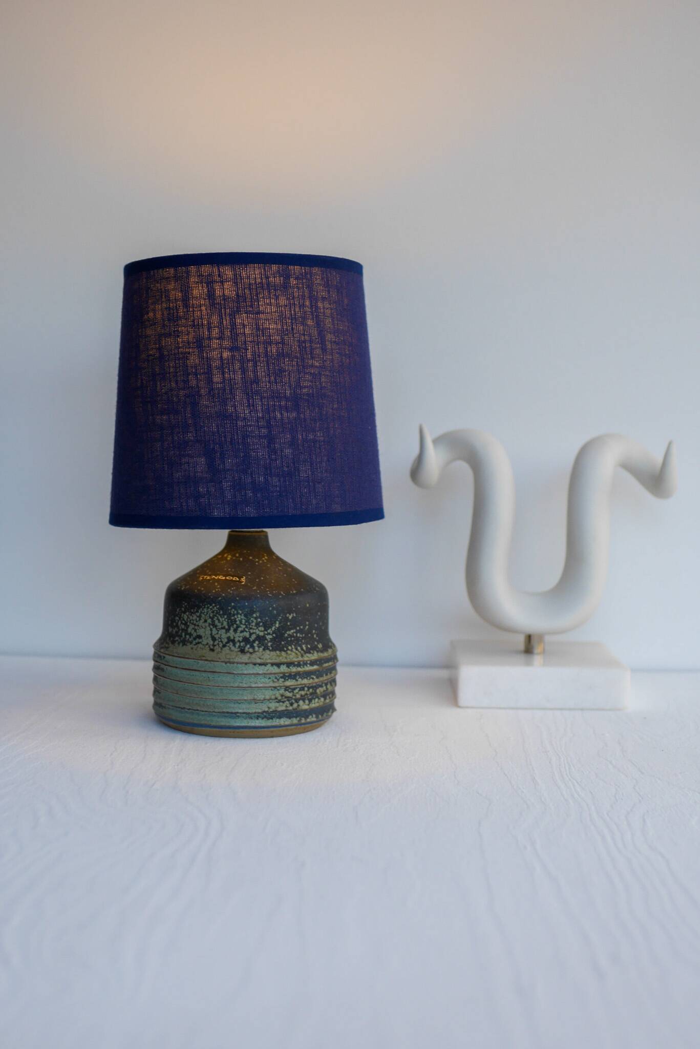 Mid-century modern pottery table lamp made by Rolf Palm, Sweden