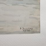 André Duculty (1912-1990) Watercolor on paper "Port of Brittany, Quiberon?" Signed lower right