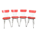 4 red Formica chairs with Eiffel legs, 1950s