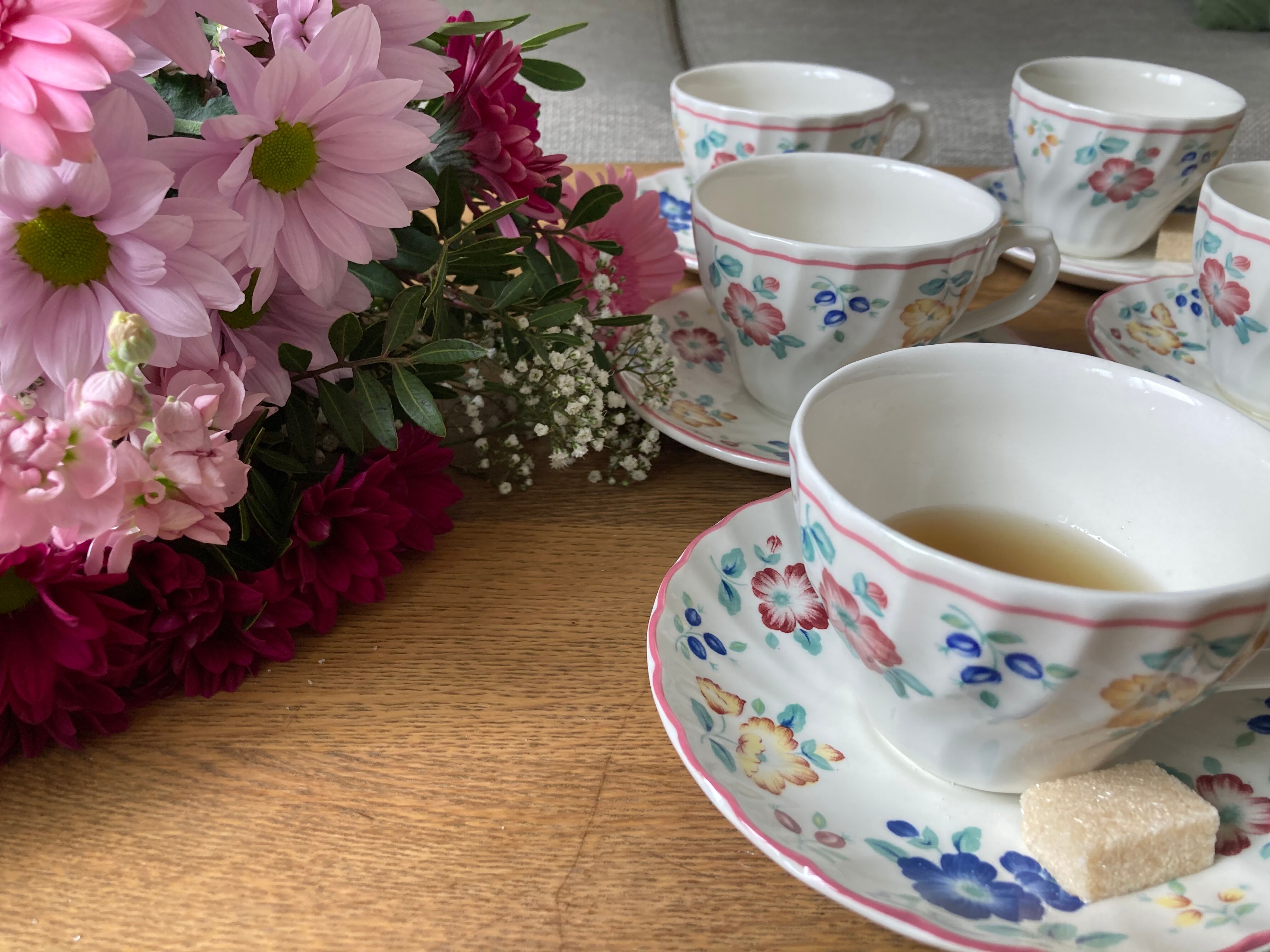 English flower porcelain tea service 6 people