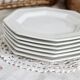 6 Vintage Octagonal Beaded Flat Dessert Plates - Johnson Brothers
