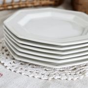 6 assiettes à dessert vintage octogonales à décor perlé, Johnson Brothers