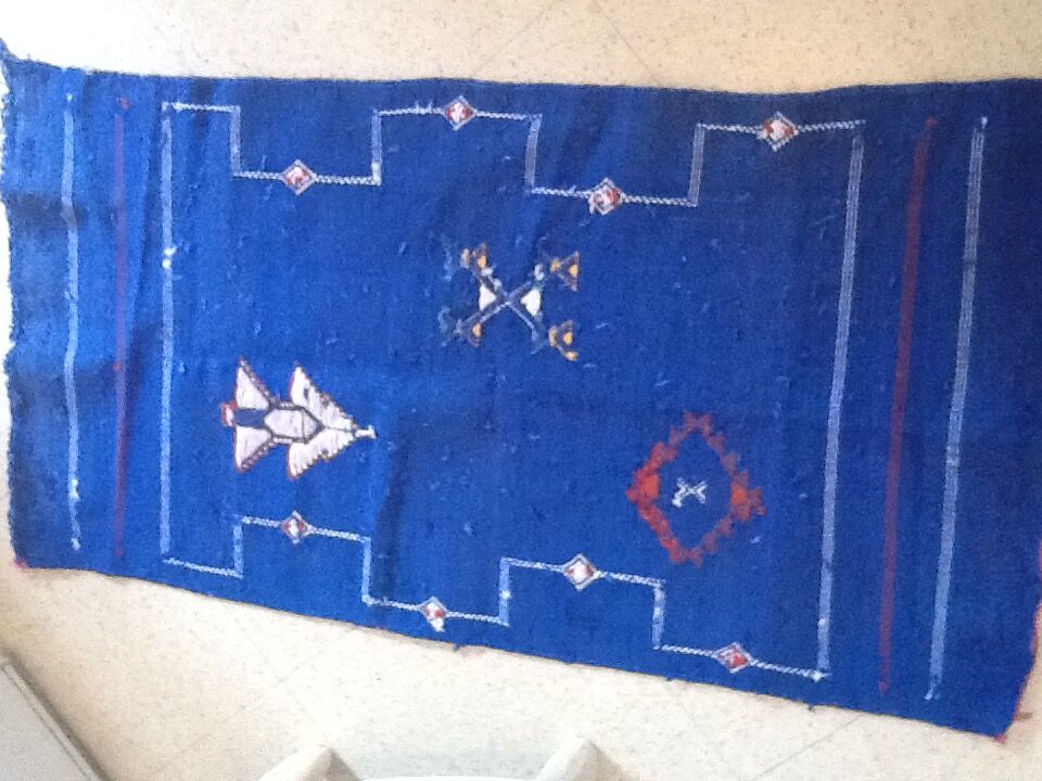 Carpet vintage in majorelle blue sabra 120 x 53 cm
