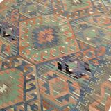 5x11 Green & Blue Tribal Turkish Vintage Kilim Rug 170x333Cm SK 35197