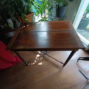 Antique solid walnut table with turned legs, france, late 19th century