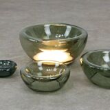 Lampe de table vintage italienne Cascade en verre fumé, années 1970