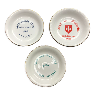 3 saucers in earthenware Orchies Moulin des Loups for the Night of the Indirect