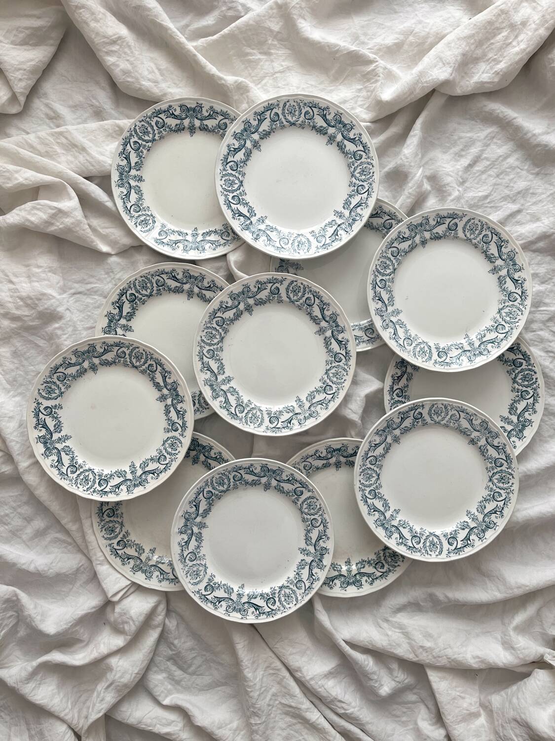 12 flat ironware plates “Louis XVI” Saint Amand and Hamage