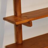 Vintage wall shelf unit in solid elm, 1970s