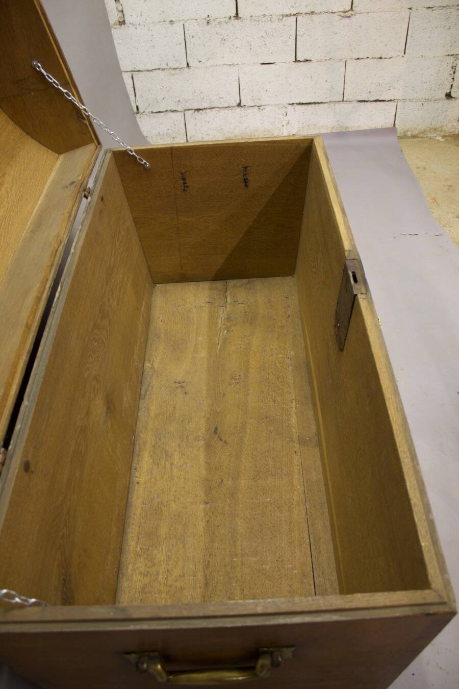 19th Century Oak Chest with Curved Top, on Wheels