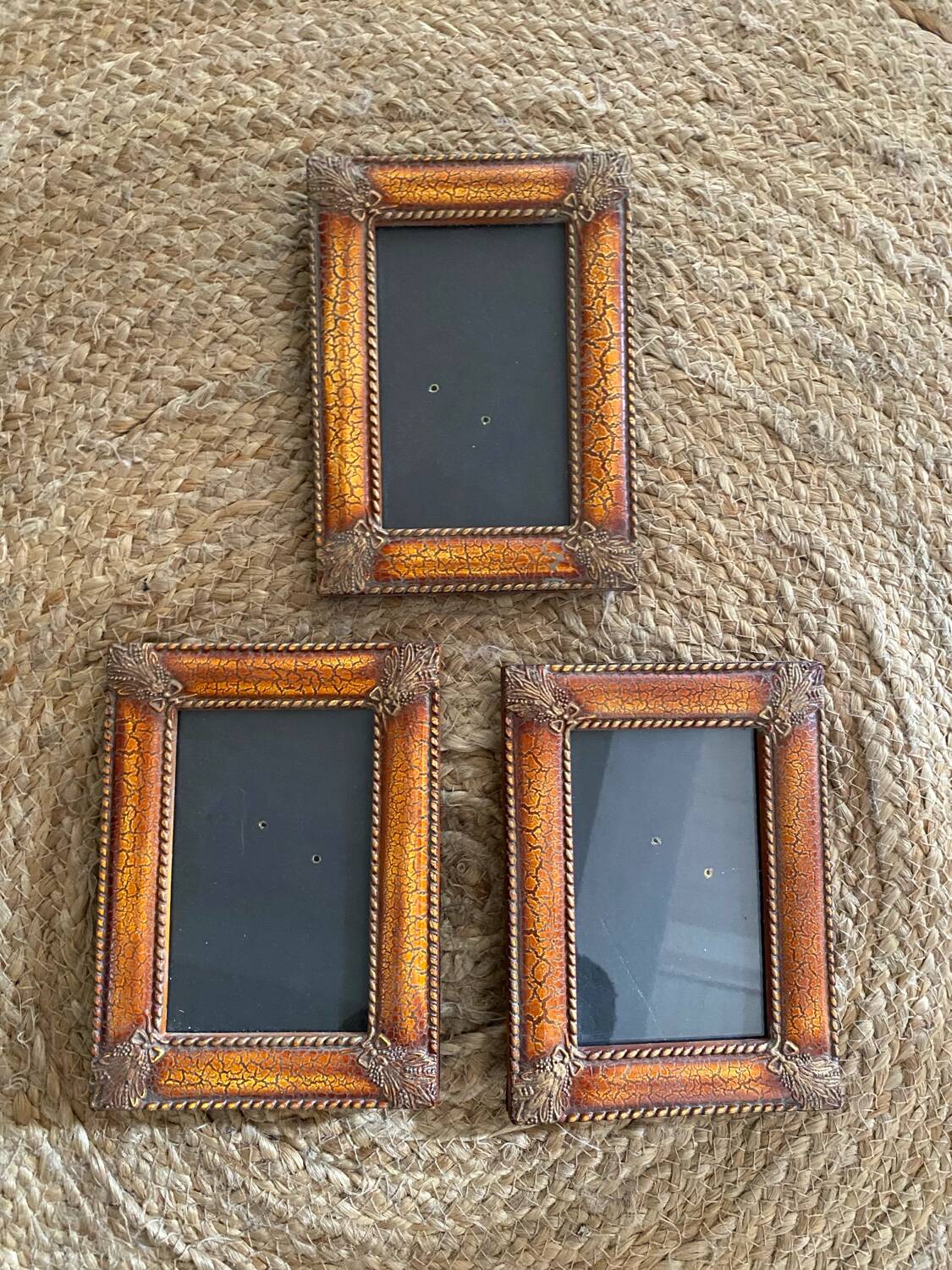 3 vintage frames with sheaves of wheat