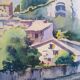 Watercolor signed, artist label on the back Valence, André Raynaud